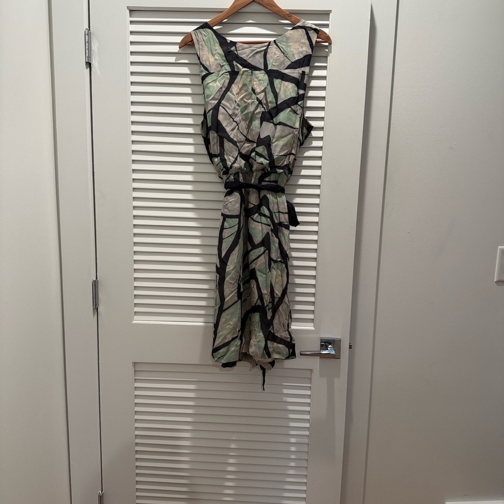 Odille Green and Black Midi Dress